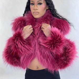 Luxurious Fuchsia Faux Fur Jacket